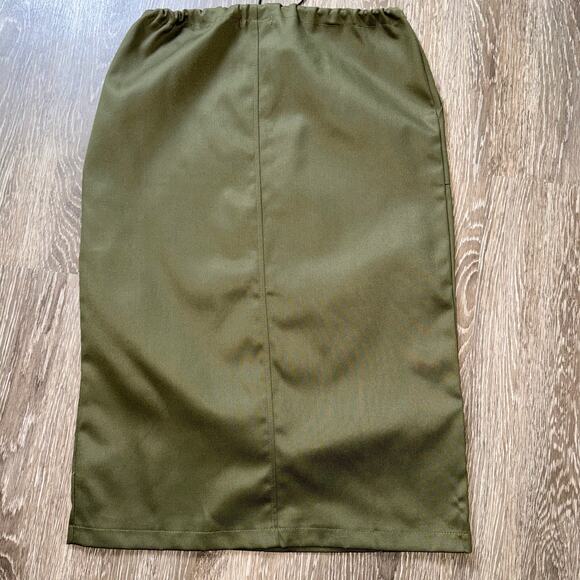 New XS Army Olive Green Cargo Skirt Midi Y2K 90's Grunge Adjustable Drawcord - Picture 4 of 5